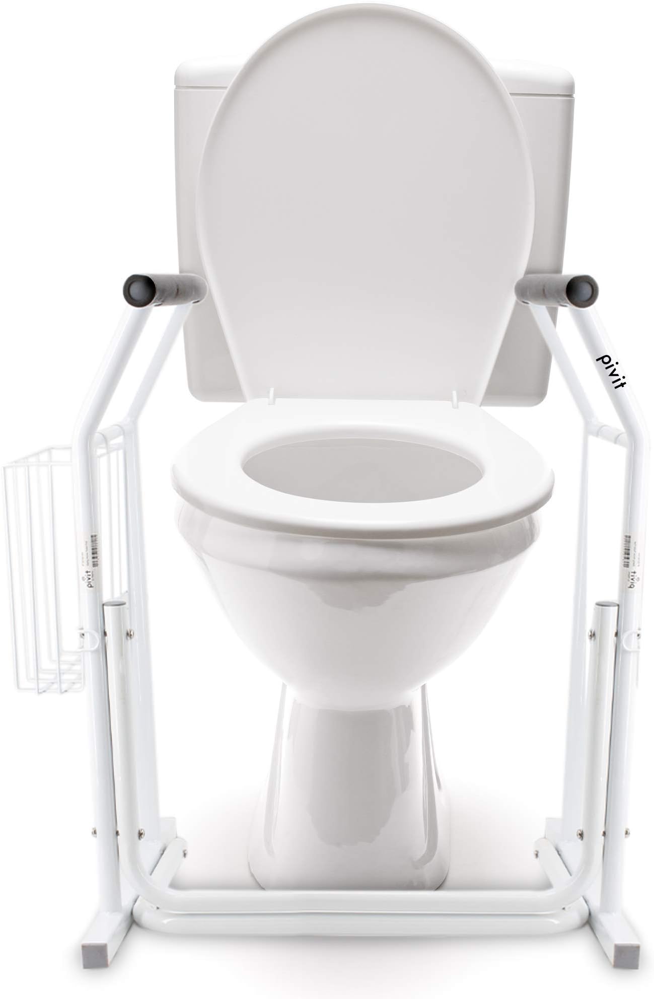 Pivit Stand Alone Toilet Safety Rails | Medical Bathroom Assist Frame with Support Grab Bars Handles & Railings for Elderly, Senior, Handicap & Disabled | Freestanding Commode Handrails