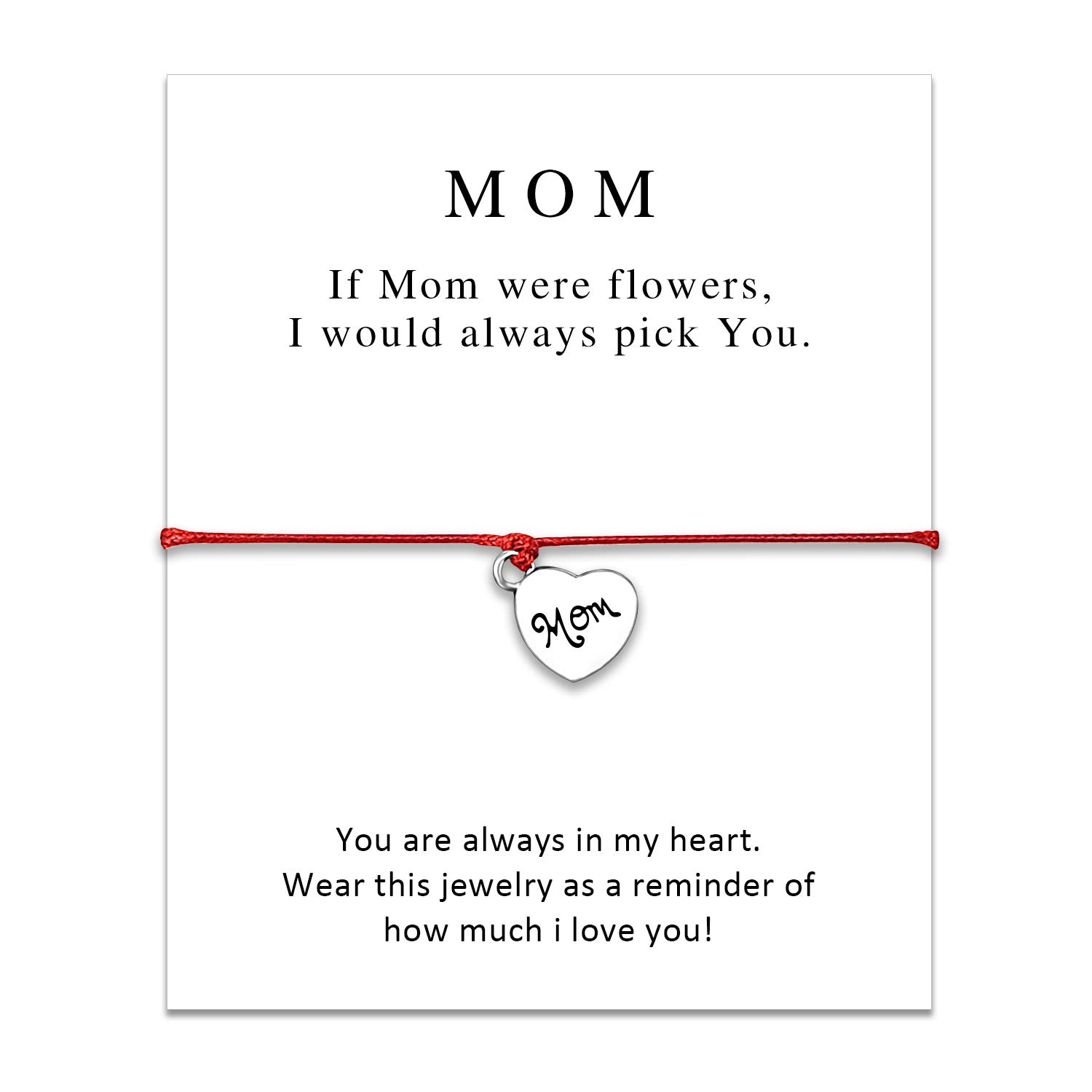 Mother Daughter Bracelets Set Matching Cord String Bracelet Gift from Mom to Daughter Relationship Handmade Wish Jewellery for Women Girls (1pcs Mom)