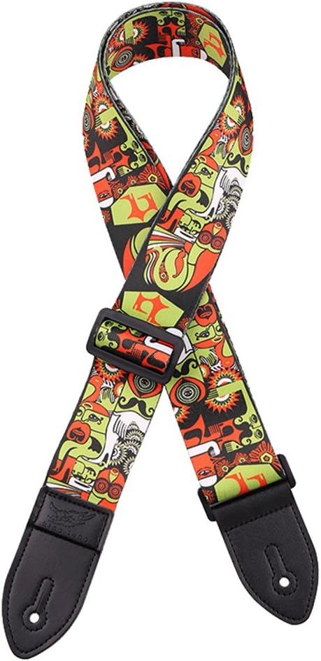 Tookang Guitar Straps Polyester Printing Electric Guitar Straps Leather End Bass Straps Adjustable Length Folk Guitar Straps Multicolour #12