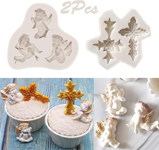 Amazon Com Sunsor 2pcs Angel Baby And Cross Silicone Molds Cake