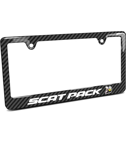 IPick Dodge Dart License Plate Frame - Black Metal With Racing Stripe Design