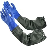 MUMUKE Long Waterproof Gloves, 28 inch | Long Chemical Gloves, Reusable, Padded Cotton Lined, Acid &amp; Oil Resistant