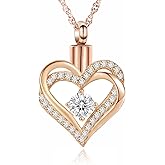 shajwo Cremation Jewelry Heart Urn Necklace for Ashes for Women Gilrs Memorial Keepsake Birthstone Pendant