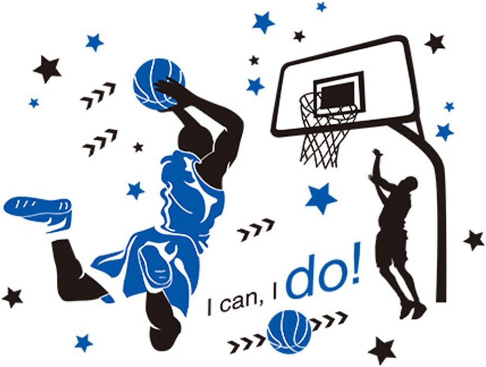 Fangeplus(R DIY Removable Creative 3D Basketball Player Dunk Basketball Star Art Mural Vinyl Waterproof Wall Stickers Kids Room Decor Nursery Decal Sticker Wallpaper23.6''x35.4''