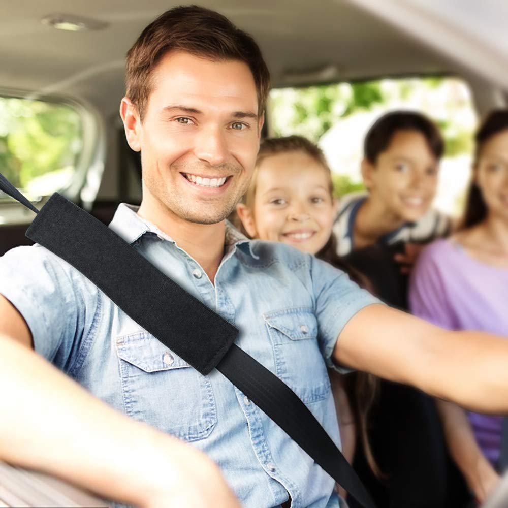 Car Seat Belt Pillow, Elegear [3 Pack] Comfortable Soft Seat Belt Cover Pads, Ergonomic Breathable Cotton Head Support Shoulder Protection Cushion for Baby, kid, Adult - Gray