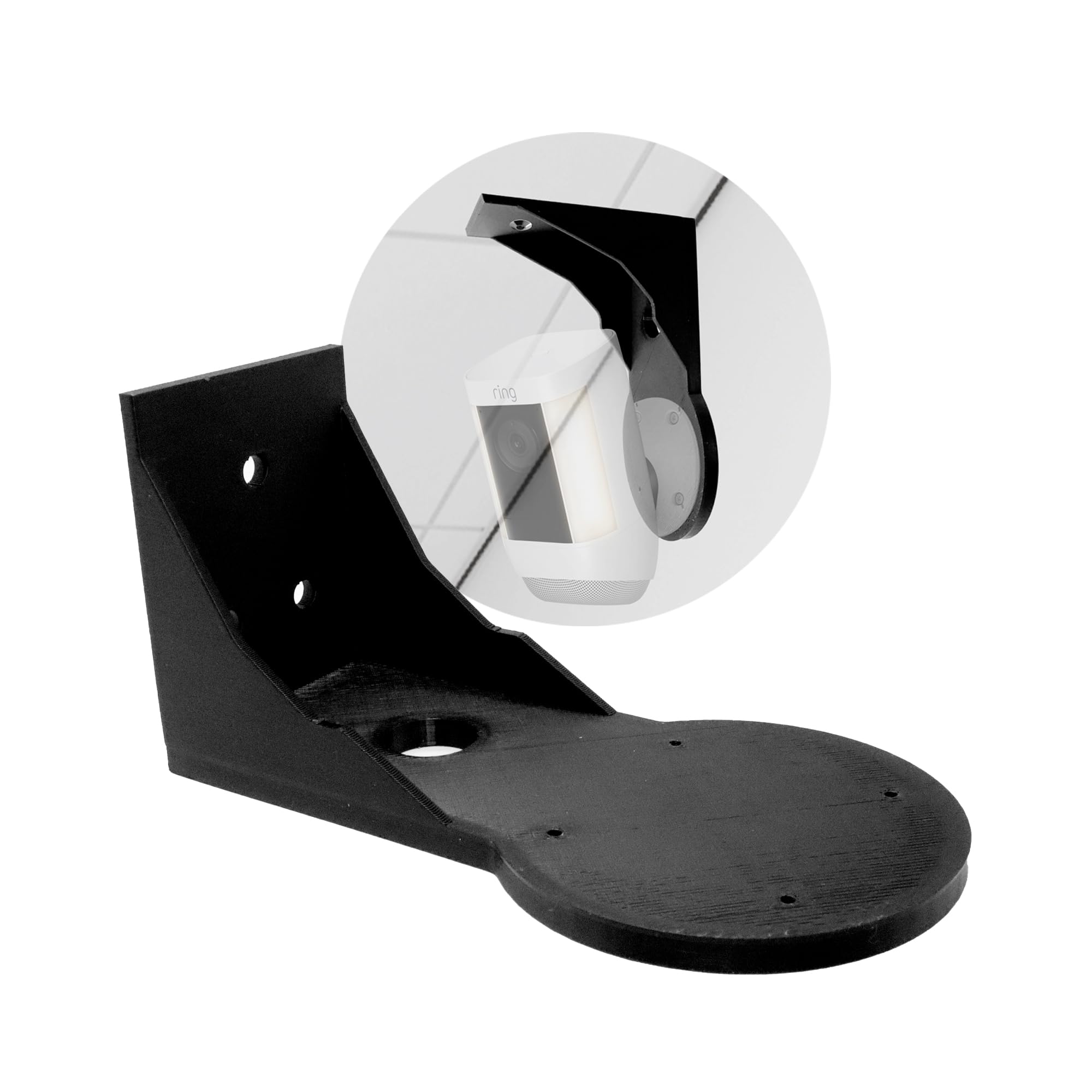 Photo 1 of SplashNColor Camera Outdoor Mount Bracket, Compatible with Ring Spotlight Pro – Wireless Security Holder for Outside Wall – Accessories for Outdoor House, Mounts Under Roof, Includes Install Hardware