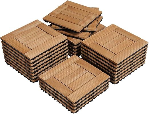 Yaheetech 27pcs Wood Flooring Decking Deck Tiles Interlocking