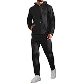 Vssjavun Mens Sweatsuits 2 Piece Set Long Sleeve Jacquard Sweatshirt Jogging Sweatpants Tracksuits