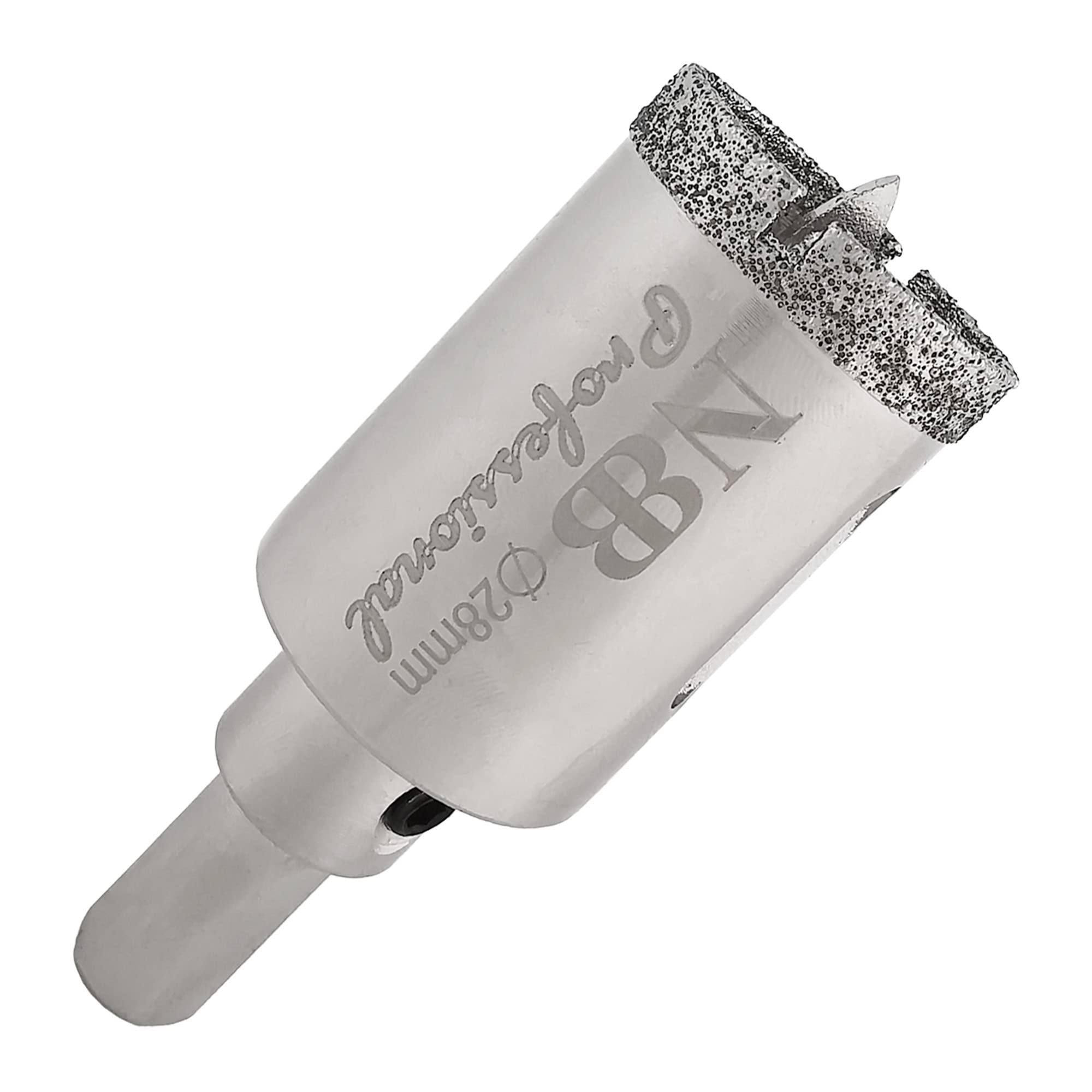 NBB Diamond Drill Bits with Triangle Shank, Diamond Crown, Wet Drill in Marble, Luxury Stone, Ceramic, Granite, Tile, Glass, Galvanized, In Cable Drills or Cordless (28mm)