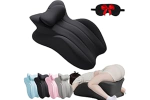 Vireon Sweet Spot Pillow, 27° Angle Perfect Position Pillows, Ergonomic Butt Memory Foam Butt Cushion, Provides Waist and Neck Support (Black)