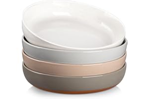 MALACASA Large Pasta Bowls Set of 4, 48 OZ Salad Bowls Serving Bowls for Dinner, Ceramic Soup Bowls Pasta Plates for Serving,