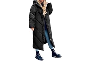 Flygo Womens Long Puffer Coat Long Sleeve Padded Winter Down Coats Hooded Parka Jacket