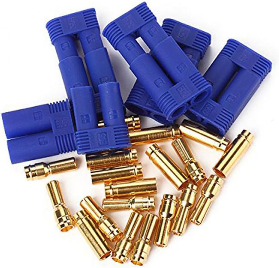 RipaFire 10 Pairs Male Female EC5 Banana Gold Bullet Plug Connector 5mm RC ESC Lipo Battery Motor