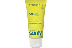 ATTITUDE Kids Mineral Sunscreen SPF 50, Broad Spectrum Zinc Oxide, EWG Verified, Mineral-Based, Non-Nano, Lightweight Cream f