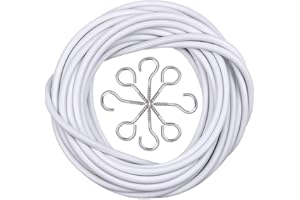 Curtain Wire and Hooks Set, 5M Net Curtain Wire with 10pcs Eye Bolts and 10pcs Screw-in Hooks for Net Curtain Rod