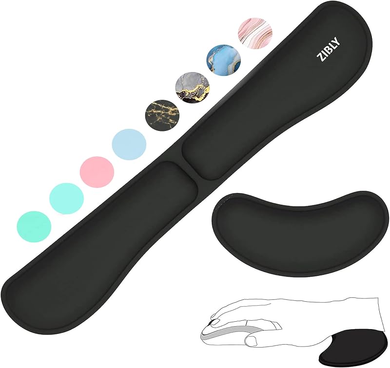 ZIBLY Wrist Rest Keyboard and Mouse Set Anti-Slip Memory Foam Black