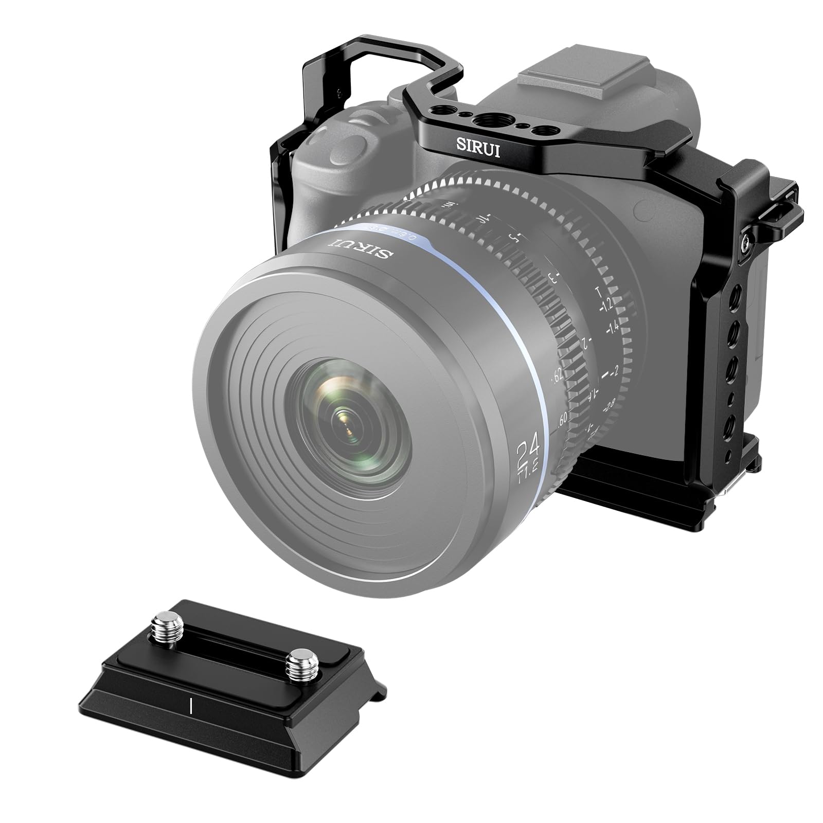 SIRUI Canon EOS R50 Cage with 2 in 1 Quick Release Plate for Arca or Manfrotto Type, Built-in Base for ARCA, Cold Shoe, NATO Rail and Threaded Holes, AM-EOSR50