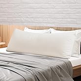 100% Egyptian Cotton Body Pillow Cover Long Pillow Case, 600 Thread Count Bed Pillow Protector with Zipper, Sateen Weave Cooling Full Body Pillowcase for Adults 20x54 Inches (1PC, Body, Light Beige)