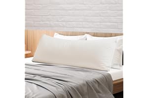 SHUNJIE.HOME 100% Egyptian Cotton Body Pillow Cover Long Pillow Case, 600 Thread Count Bed Pillow Protector with Zipper, Sateen Weave Cooling Full Body Pillowcase for Adults 20x54 Inches (1PC, Body, Light Beige)