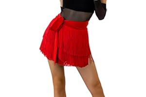 ELLYDOOR Fringe Dance Skirts for Women Teens Ballroom Latin Pencil Wrap Skirt Festive Rave Mini Skirt