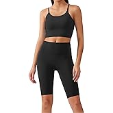 DEELOG Workout Sets for Women 2 Piece Yoga Outfits Stitching Sports Bra High Waist Leggings