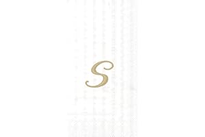 Ideal Home Range 16 Count 3-Ply Letter S Monogram Guest Towels, White/Gold