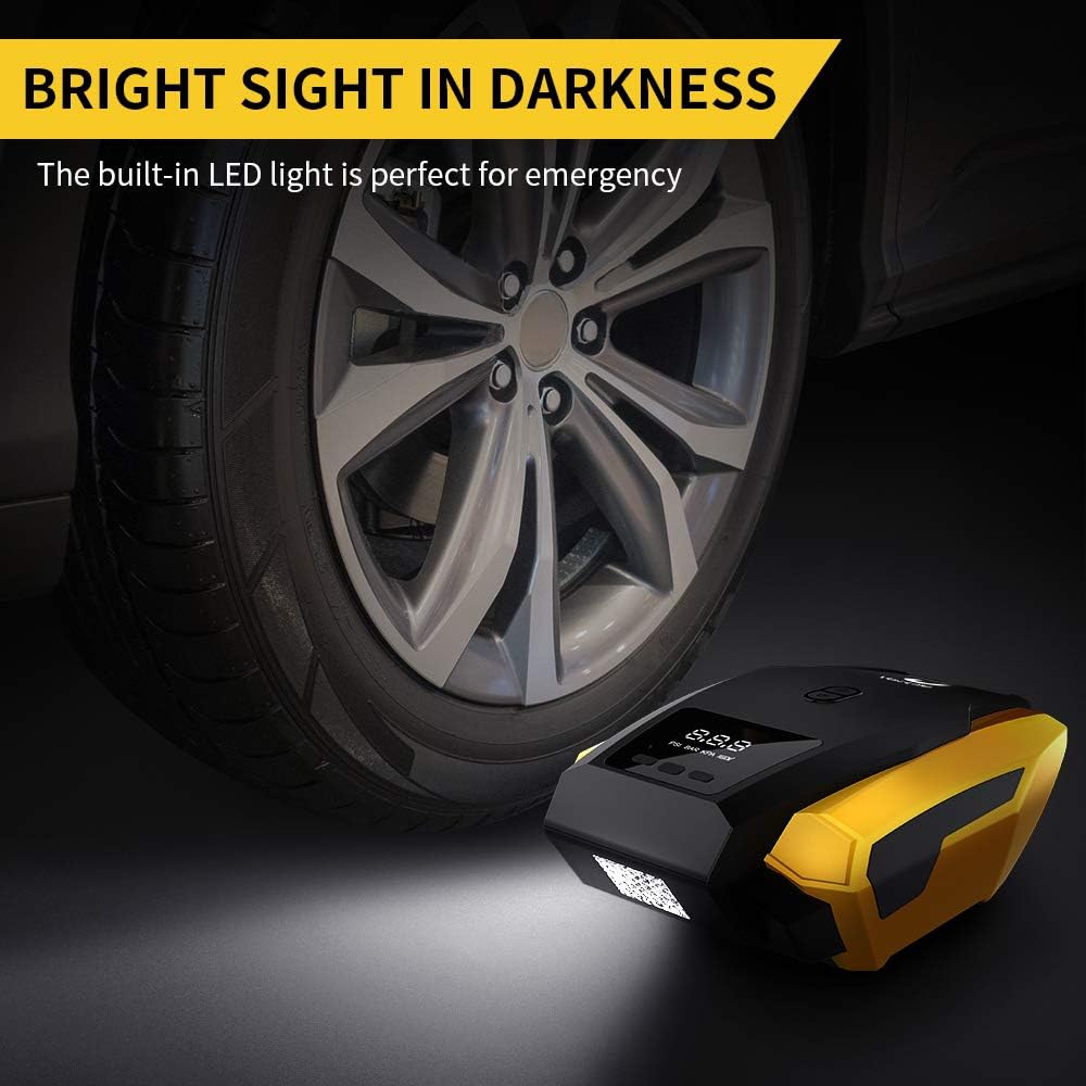 VacLife Air Compressor Tire Inflator, DC 12V Portable Air Compressor for Car Tires, Auto Tire Pump with LED Light, Digital Air Pump for Car Tires, Bicycles and Other Inflatables: Automotive