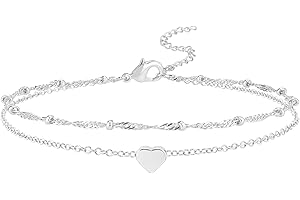 Reoxvo Extra Large Anklets for Women Large Ankle, 14k Real Gold Plated Brass/Sterling Silver Plated Brass Bracelets for Women Heart Link Anklet Plus Size Summer Beach Jewelry Accessories 10 11 inch