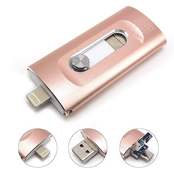 Tipmant Compatible For Iphone Ipad Usb 30 Flash Drive Memory Stick External Storage Otg Android Cell Phone And Pc Pen Drive 128gb Pink