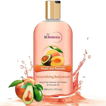 StBotanica Peach and Avocado Shower Gel (Moisturizing Body Wash With Pure Essential Oils), 300ml