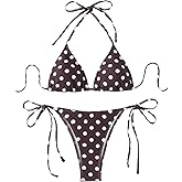 SEGT Women's Polka Dots Print Bikini Sets 2 Piece Sexy Swimsuit Halter Triangle Tie Side Bathing Suit Swimwear