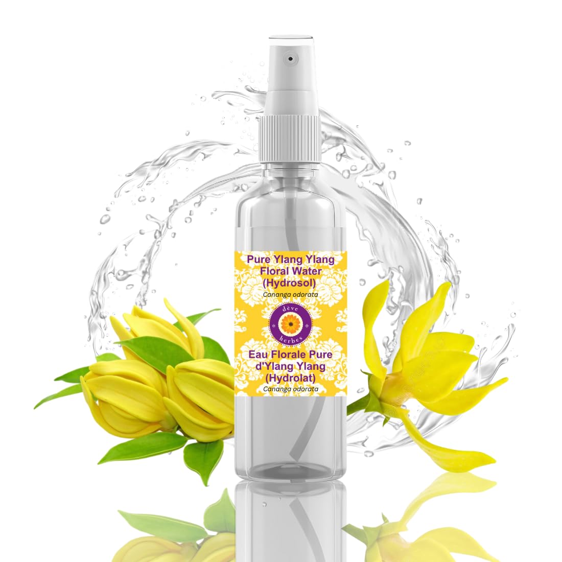Deve Herbes Pure Ylang Ylang Floral Water (Hydrosol) (Cananga odorata) 100% Natural Therapeutic Grade 100ml (3.38 oz)