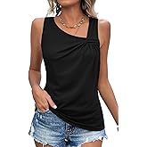 LOLONG Womens Tank Tops Summer Sleeveless Asymmetrical Neck Pleated Tops Casual Shirts
