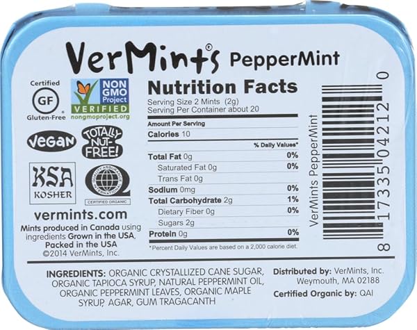 VERMINTS PEPPERMINT BREATHMINTS, 1 PACK 6 COUNT