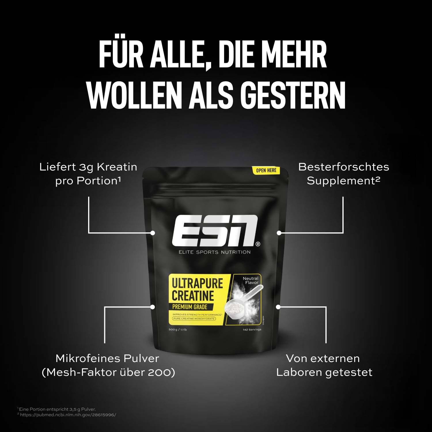 ESN Ultrapure Creatine Monohydrate - geschmacksneutral und vegan - 500 g 5