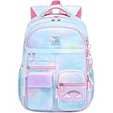 Girls Backpack, School Backpacks 16 * 11.5 * 6.7in for Girls, Cute Book Bag with Compartments for Girl Kid Students Elementary School, Blue