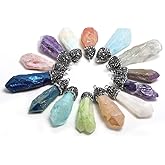 Natural Stone Pendants,Crystal Quartz Gemstone Irregular Shape Block Charms Pendants for Jewelry Making (Random Color 5Pcs)