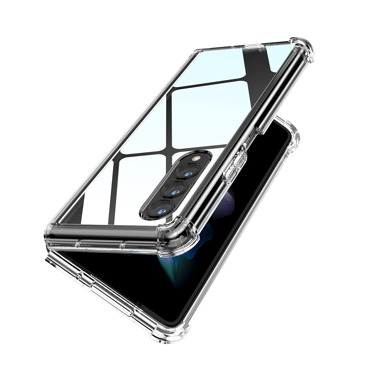MAKAVO for Samsung Galaxy Z Fold 3 5G Case [Enhanced Corner Protection] Non-Yellowing Crystal Soft TPU Bumper Shockproof Hard Clear Back Cover 2021