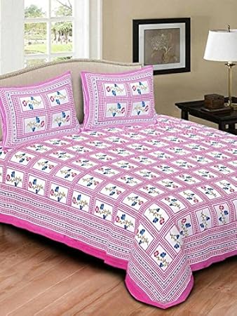 JAIPUR PRINTS Rajasthani Printed Bedsheet for Double Bed Cotton Bedsheets,Multi-coloured