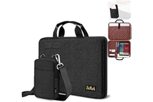 ZinMark Laptop Case 15.6 Inch Briefcase Military-Grade Protection with Detachable Belt Bag, Compatible All Model of 15-16 Inch MacBook Pro and Most Popular 15.6 Inch Notebooks Chromebooks (Black)