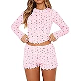 Dressmine Women Cute Pajamas Set 2 Piece Sets Casual Y2k Long Sleeve Tops Sleepwear 2026 Spring PJ Shorts Sets Clothes