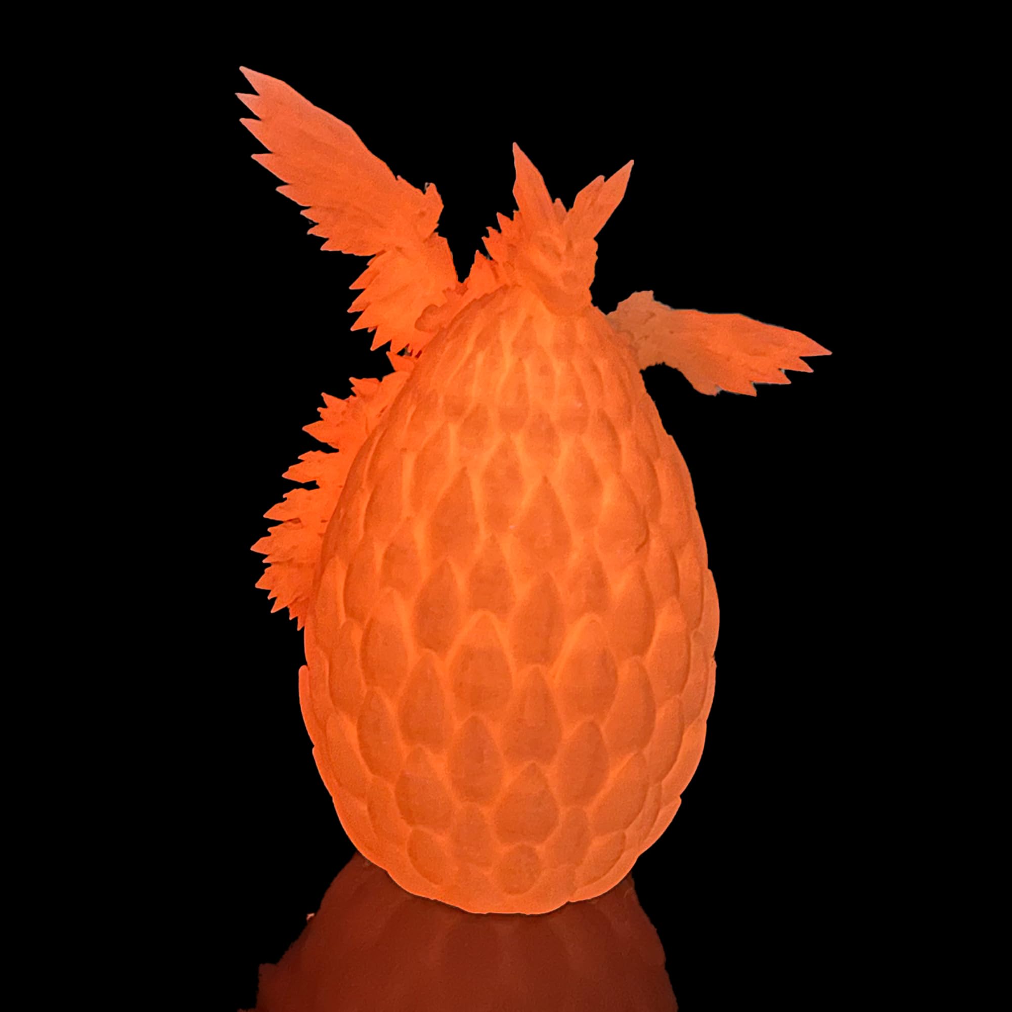 Flavery 3D Printed Flying Dragon in Egg - Glow Orange - Surprise Egg with Flexible Winged Dragon Inside, Mystery Beautiful Fidget Toy, Birthday Gift, Desk Figure Decor