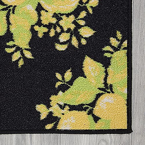 Ottomanson Lemon Collection Contemporary Black Lemons Design Runner Rug