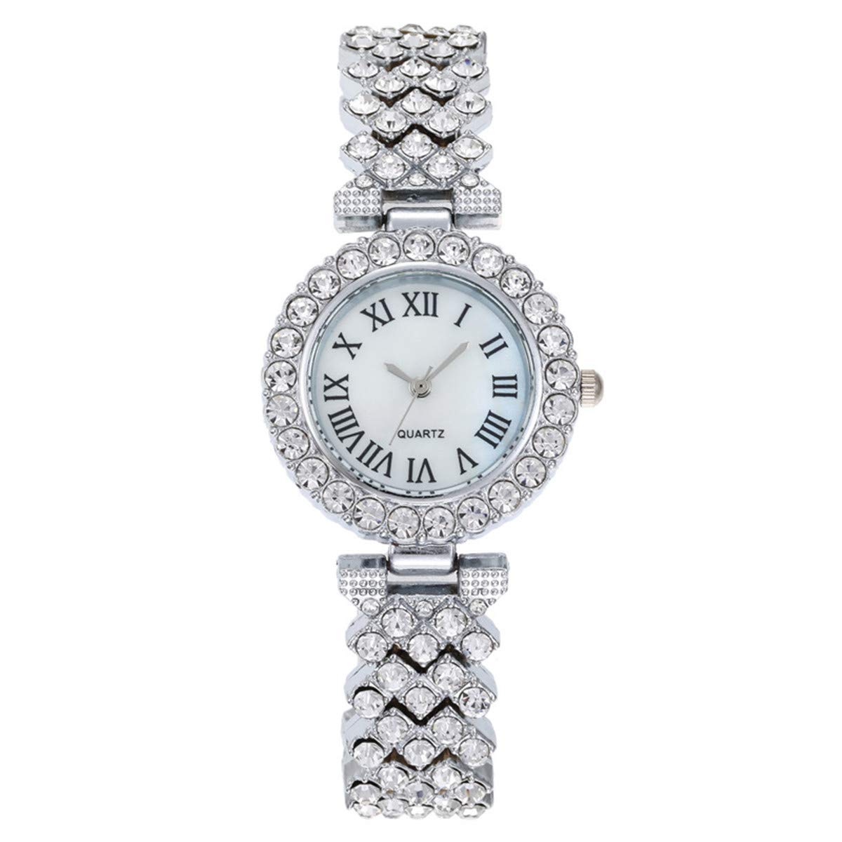 CdyBox Lady Elegant Small Dial Quartz Watch with Diamond Bracelet Watch Set Dress Wrist Watches