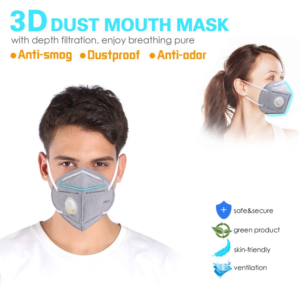 Disposable Dust Mask 20-Pack,ink-topoint Anti Dust Face Masks FFP2 with Filter/Respirator,Adjustable Nosepiece Unisex Fold Flat Dust Masks,Mouth Mask Anti Pollution for Construction,Smoke,Traffic Dust