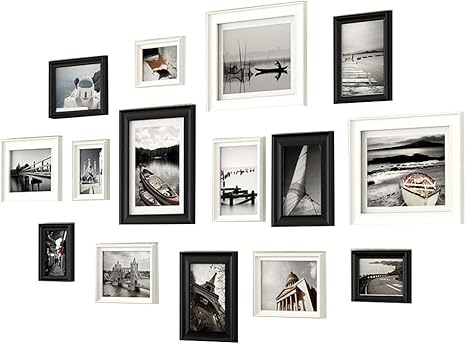 Amazon Com 15 Pcs Wood Picture Frame Collage Set Multiple Different Sizes Photo Frames With Transparent Glass For Gallery Living Room Staircase Decor Black White Frame Amazon Com 15 Pcs Wood Picture Frame Collage Set Multiple Different Sizes Photo Frames With Transparent Glass For Gallery Living Room Staircase Decor Black White Frame