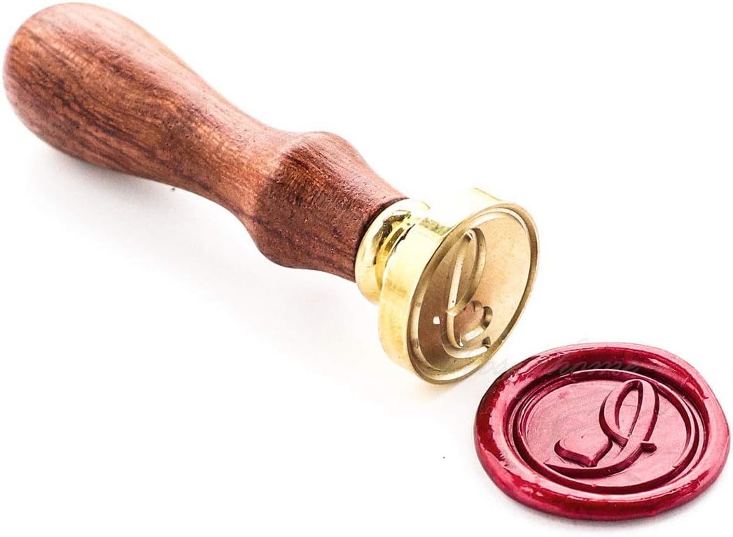 VOOSEYHOME Initial Letter Alphabet I with Heart Wax Seal Stamp with Rosewood Handle, Decorating on Gift Packing Invitation Envelope Letter Card Book for Birthday Themed Parties Weddings Signatures etc