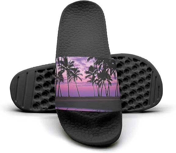Amazon.com | DRTGRHBFG Palm Tree Hawaii Sunset Ladies Bathroom Shower Slippers Indoor Household 