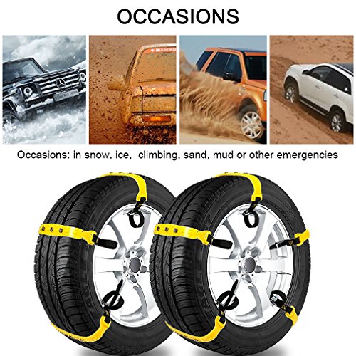Car Snow Chains Snow Tire Chains for Most Cars Anti-Slip Car Chains Car Emergency Chains All Season Anti-Skid Snow Cables Car Cables SUV Tire Cables (for Tire Width: 185-295mm)