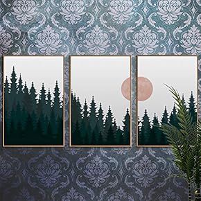 3 Piece Framed Canvas Wall Art for Living Room, Bedroom Mountain Landscape Illustration XI Canvas Prints for Home Decoration Ready to Hang - 16"x24"x3 Panels